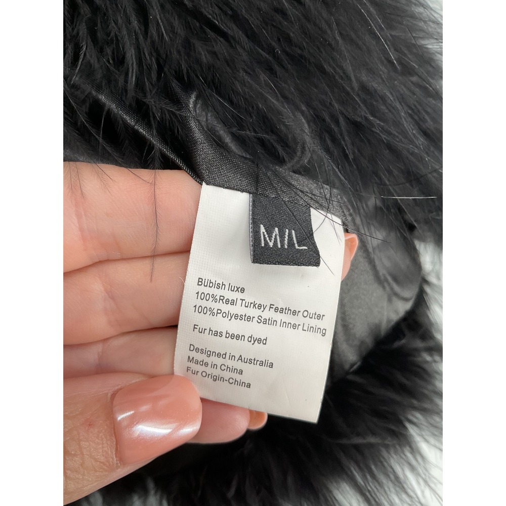 Bubish Luxe Womens Feather Jacket Black Marabou Bolero Shrug M/L - Picture 6 of 7